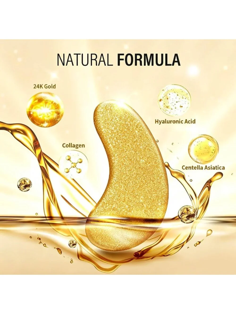 24K Gold Under Eye Patches - 25 Pairs, Collagen Eye Masks for Dark Circles